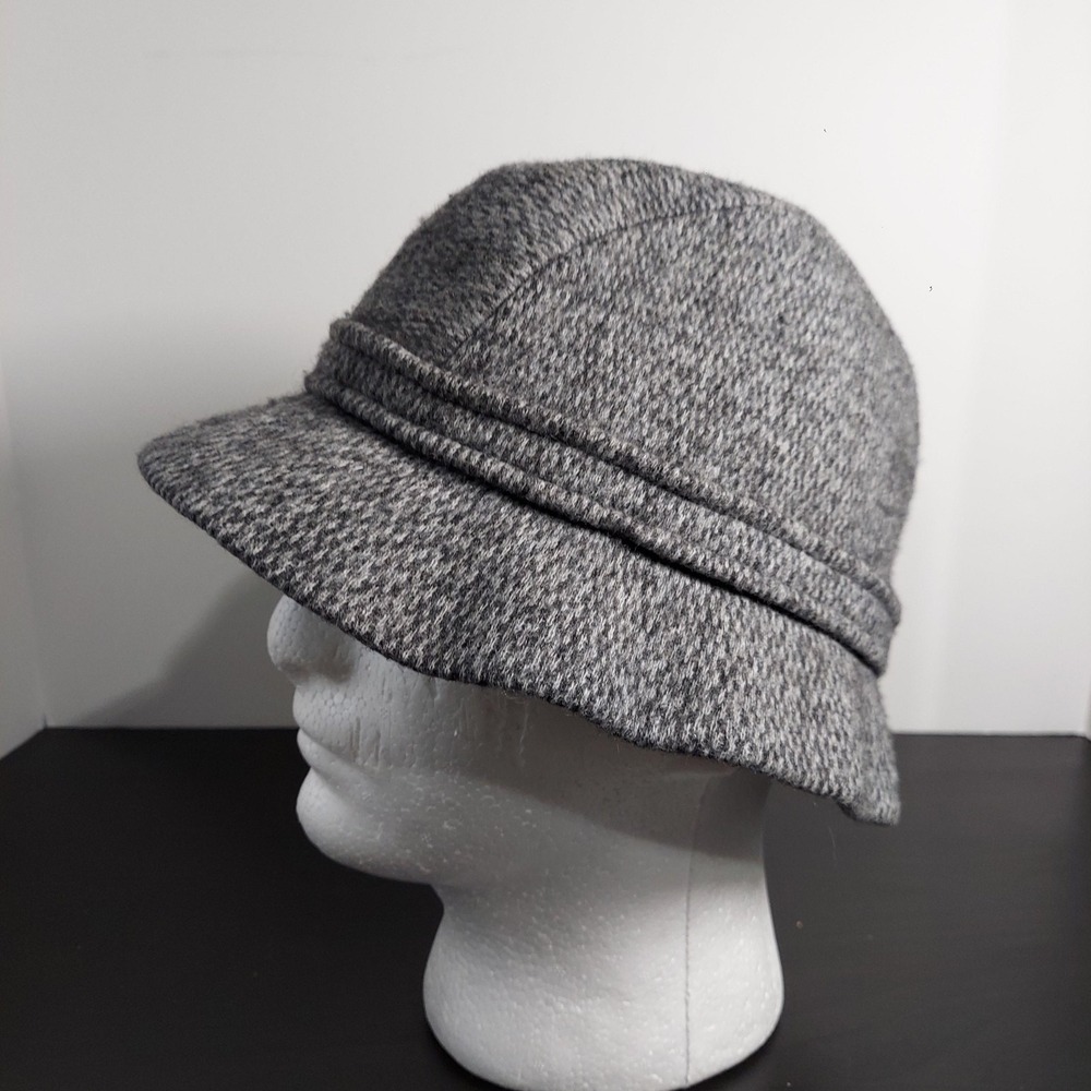 Kangol Cloche Hat Womens Large Gray Knit Lined Winter Warm Made In England